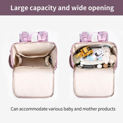 Stylish Baby Diaper Bag, Baby Bag with Changing Pad, Pacifier Case& Stroller Straps, Large Diaper Backpack Boy Girl, Water Resistant Travel Diaper Backpack for Mom Dad