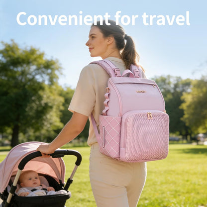 Stylish Baby Diaper Bag, Baby Bag with Changing Pad, Pacifier Case& Stroller Straps, Large Diaper Backpack Boy Girl, Water Resistant Travel Diaper Backpack for Mom Dad