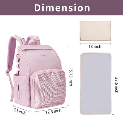 Stylish Baby Diaper Bag, Baby Bag with Changing Pad, Pacifier Case& Stroller Straps, Large Diaper Backpack Boy Girl, Water Resistant Travel Diaper Backpack for Mom Dad