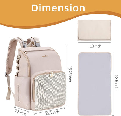 Stylish Baby Diaper Bag, Baby Bag with Changing Pad, Pacifier Case& Stroller Straps, Large Diaper Backpack Boy Girl, Water Resistant Travel Diaper Backpack for Mom Dad
