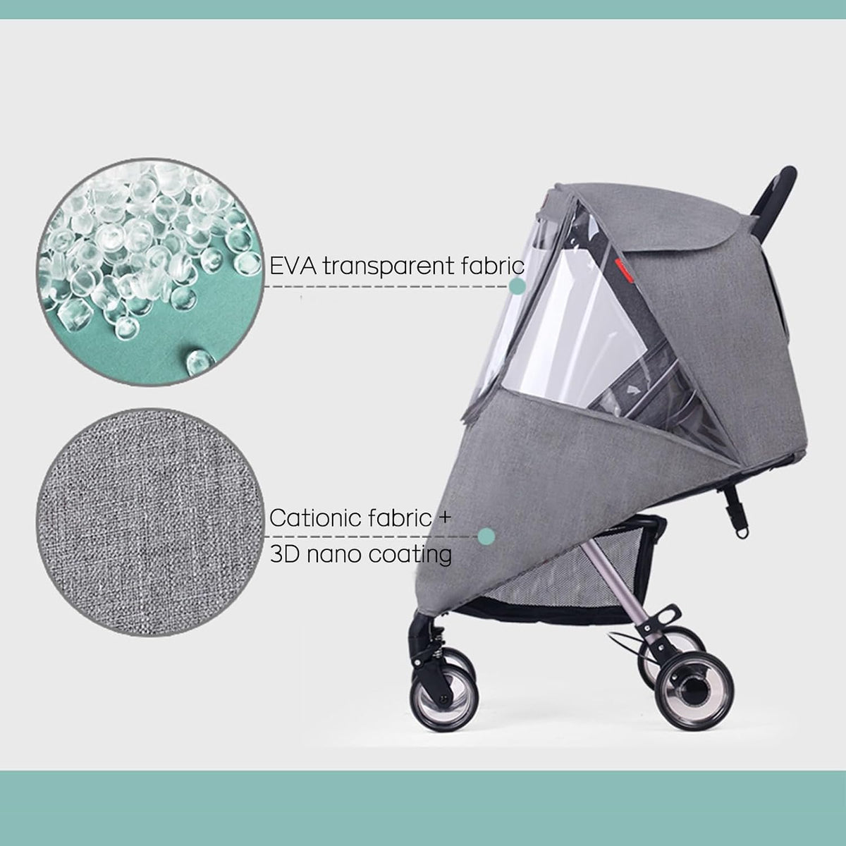 Stroller Rain Cover Baby Travel Weather Shield Universal Stroller Cover with Viewing Window for Dust Rain Snow Weather