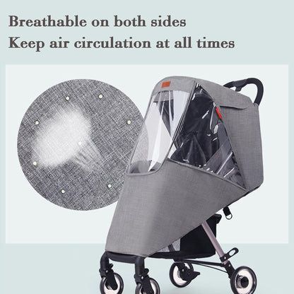 Stroller Rain Cover Baby Travel Weather Shield Universal Stroller Cover with Viewing Window for Dust Rain Snow Weather