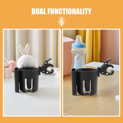 2pcs Stroller Cup Holder and Phone Holder Black Stroller Handlebar for Travel Gear Compatible with Prams Walkers and Mobility Scooters