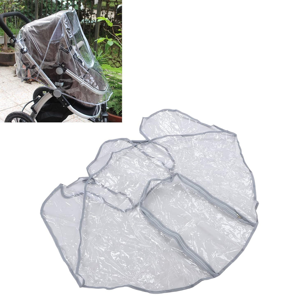 Stroller Rain Cover, Universal, EVA Material, Transparent Window, Breathable Mesh Vents, Weather Protection