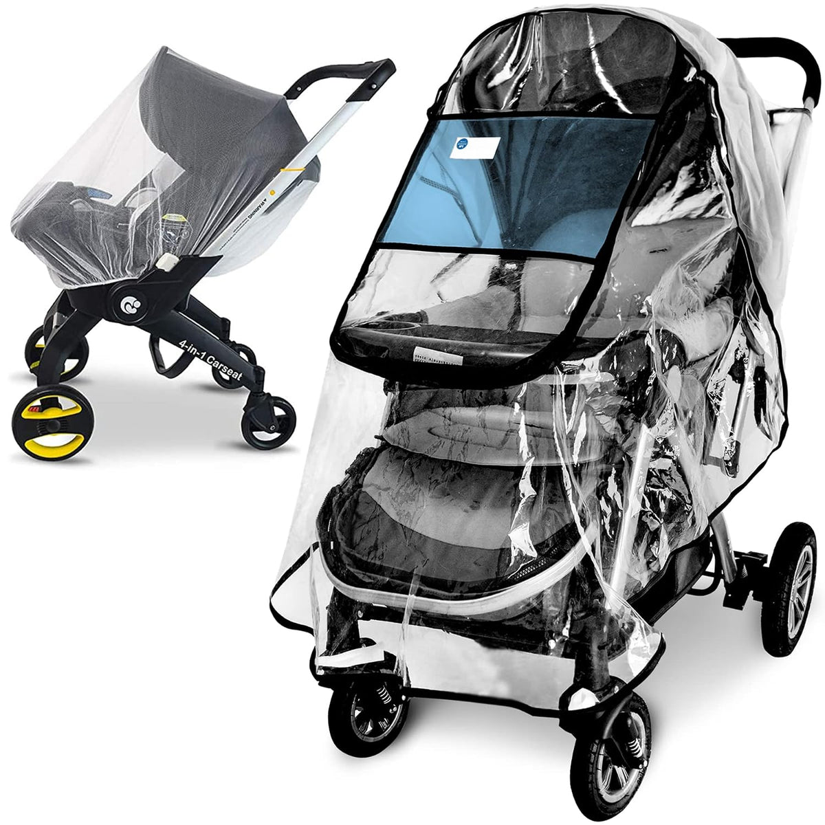 Stroller Rain Cover and Baby Stroller Mosquito Net(2-Piece Set)