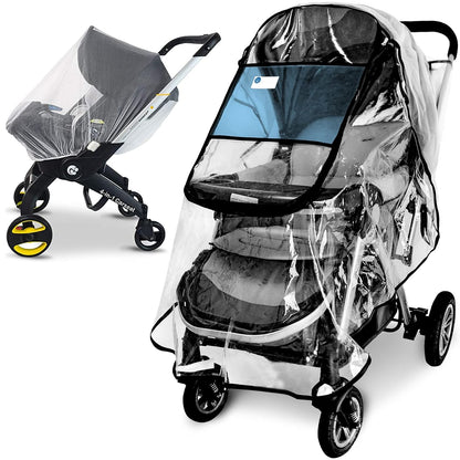 Stroller Rain Cover and Baby Stroller Mosquito Net(2-Piece Set)