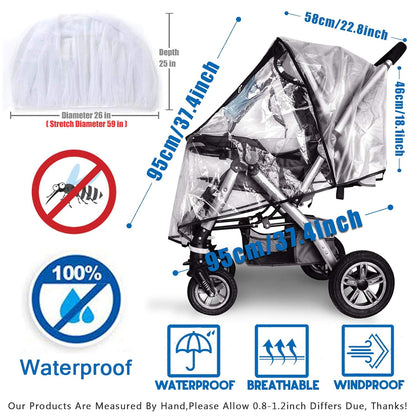Stroller Rain Cover and Baby Stroller Mosquito Net(2-Piece Set)