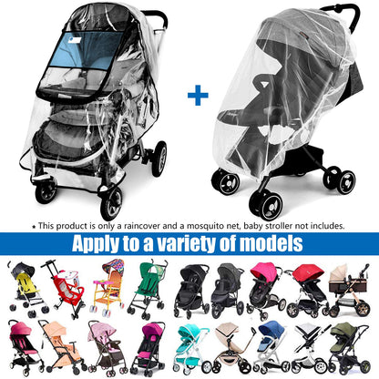 Stroller Rain Cover and Baby Stroller Mosquito Net(2-Piece Set)