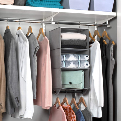 Hanging Closet Organizer with Garment Rod, 4-Shelf
