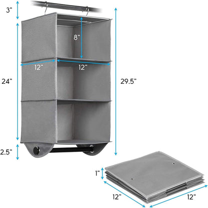Hanging Closet Organizer with Garment Rod, 4-Shelf