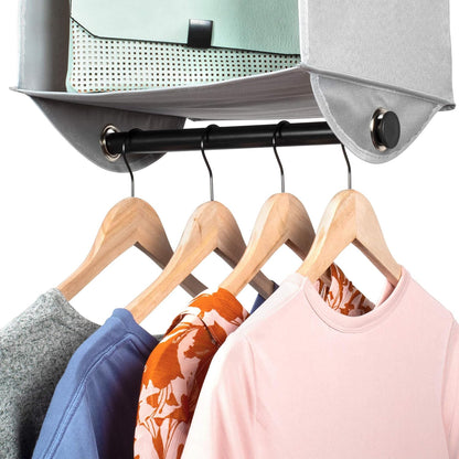Hanging Closet Organizer with Garment Rod, 4-Shelf