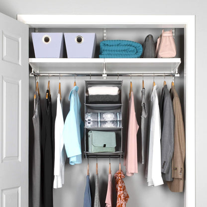 Hanging Closet Organizer with Garment Rod, 4-Shelf