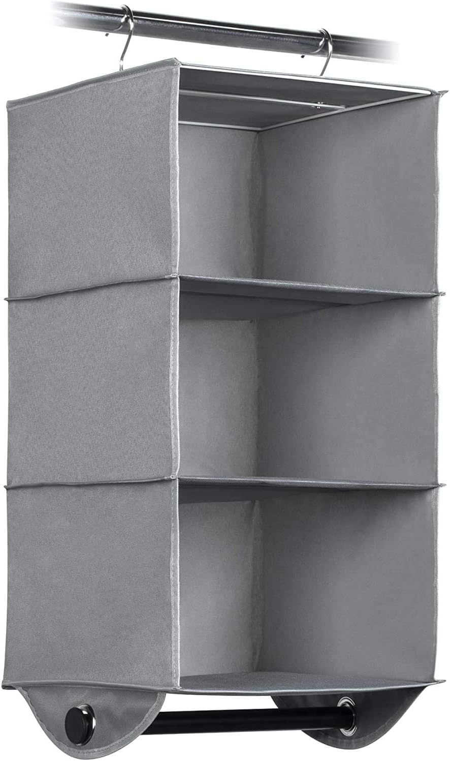 Hanging Closet Organizer with Garment Rod, 4-Shelf