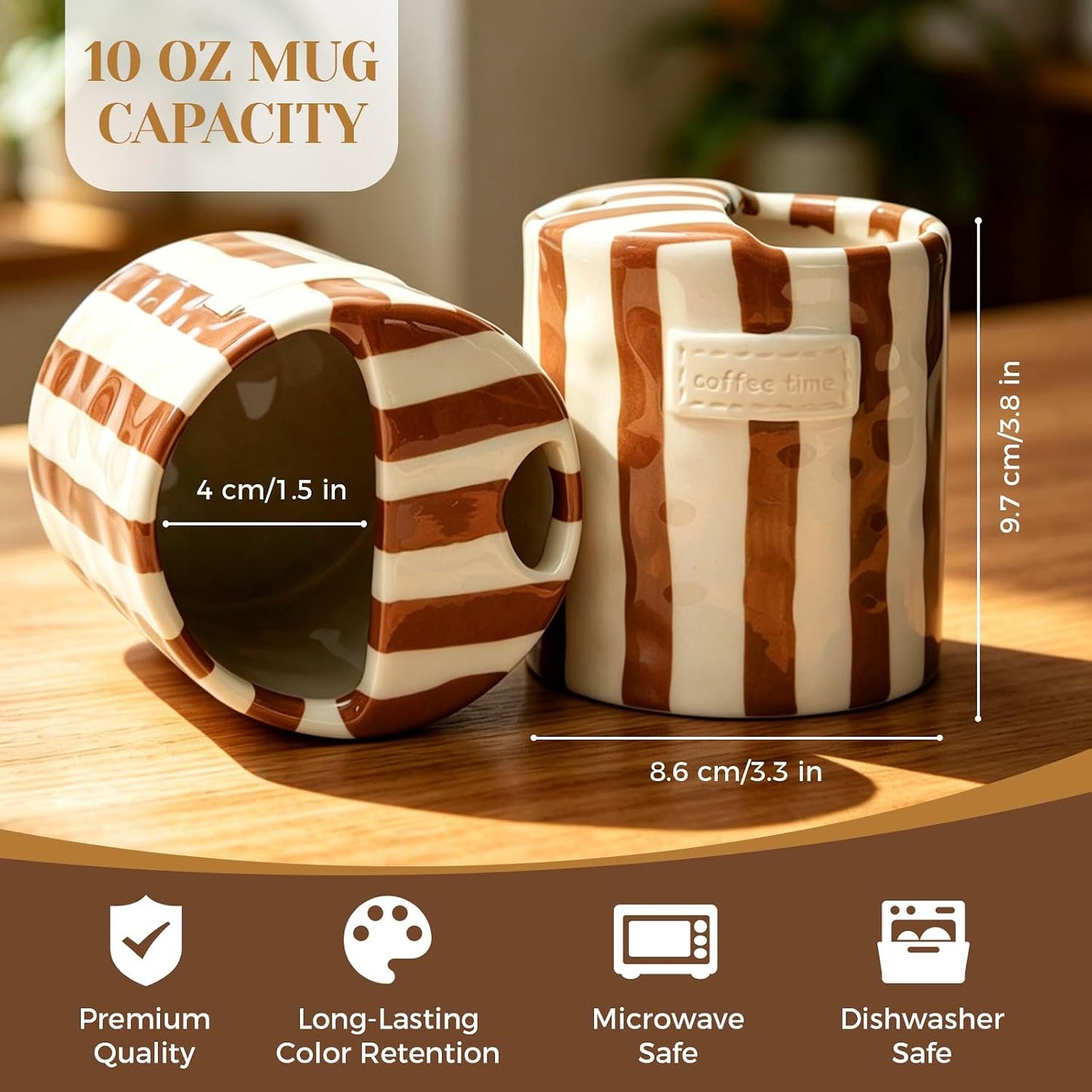 Ceramic Coffee Mug Novelty Ceramic Travel Mug Cute Espresso Cups To Go Anthropologie Latte Cups Aesthetic Green Pottery Mugs With Sip Hole 10oz Clay Striped Vintage Handmade Coffee Cup for Home