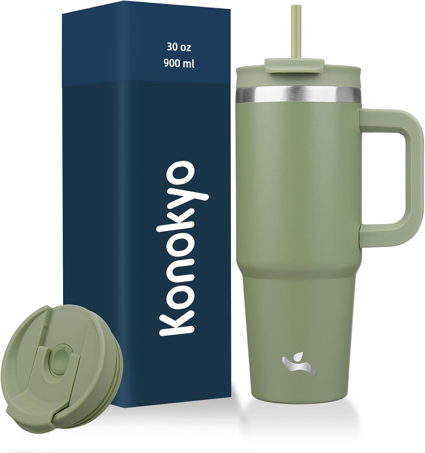 40 oz Insulated Tumbler Water Bottle with Handle, Straw Lid | BPA-free and dishwasher safe; made for gym, travel, coffee and gifting, 2 straws, cup holder friendly,Indigo Black