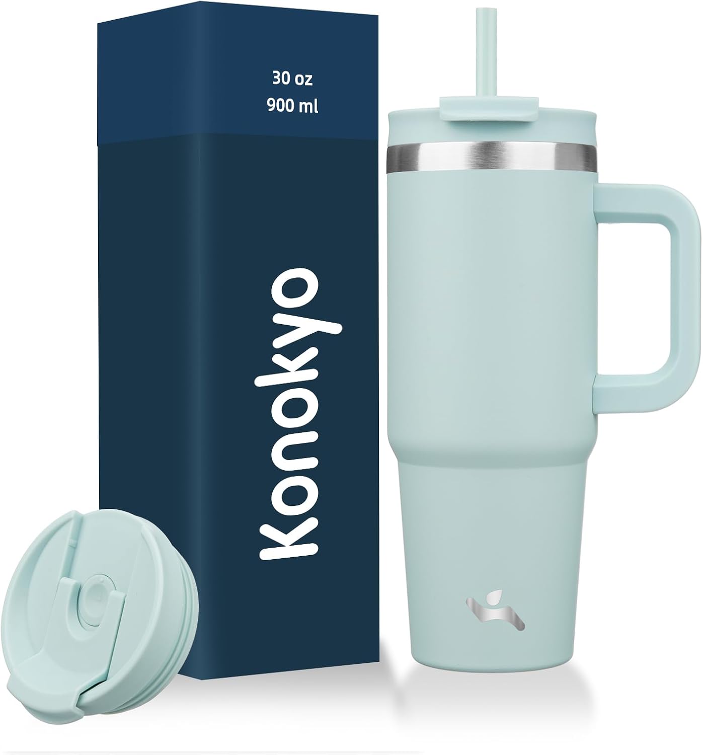 40 oz Insulated Tumbler Water Bottle with Handle, Straw Lid | BPA-free and dishwasher safe; made for gym, travel, coffee and gifting, 2 straws, cup holder friendly,Indigo Black