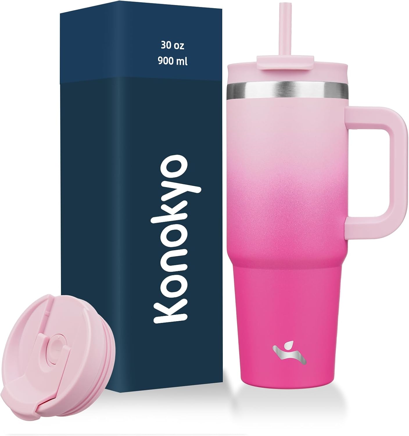 40 oz Insulated Tumbler Water Bottle with Handle, Straw Lid | BPA-free and dishwasher safe; made for gym, travel, coffee and gifting, 2 straws, cup holder friendly,Indigo Black