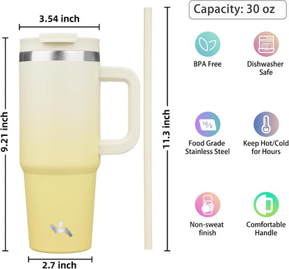 40 oz Insulated Tumbler Water Bottle with Handle, Straw Lid | BPA-free and dishwasher safe; made for gym, travel, coffee and gifting, 2 straws, cup holder friendly,Indigo Black