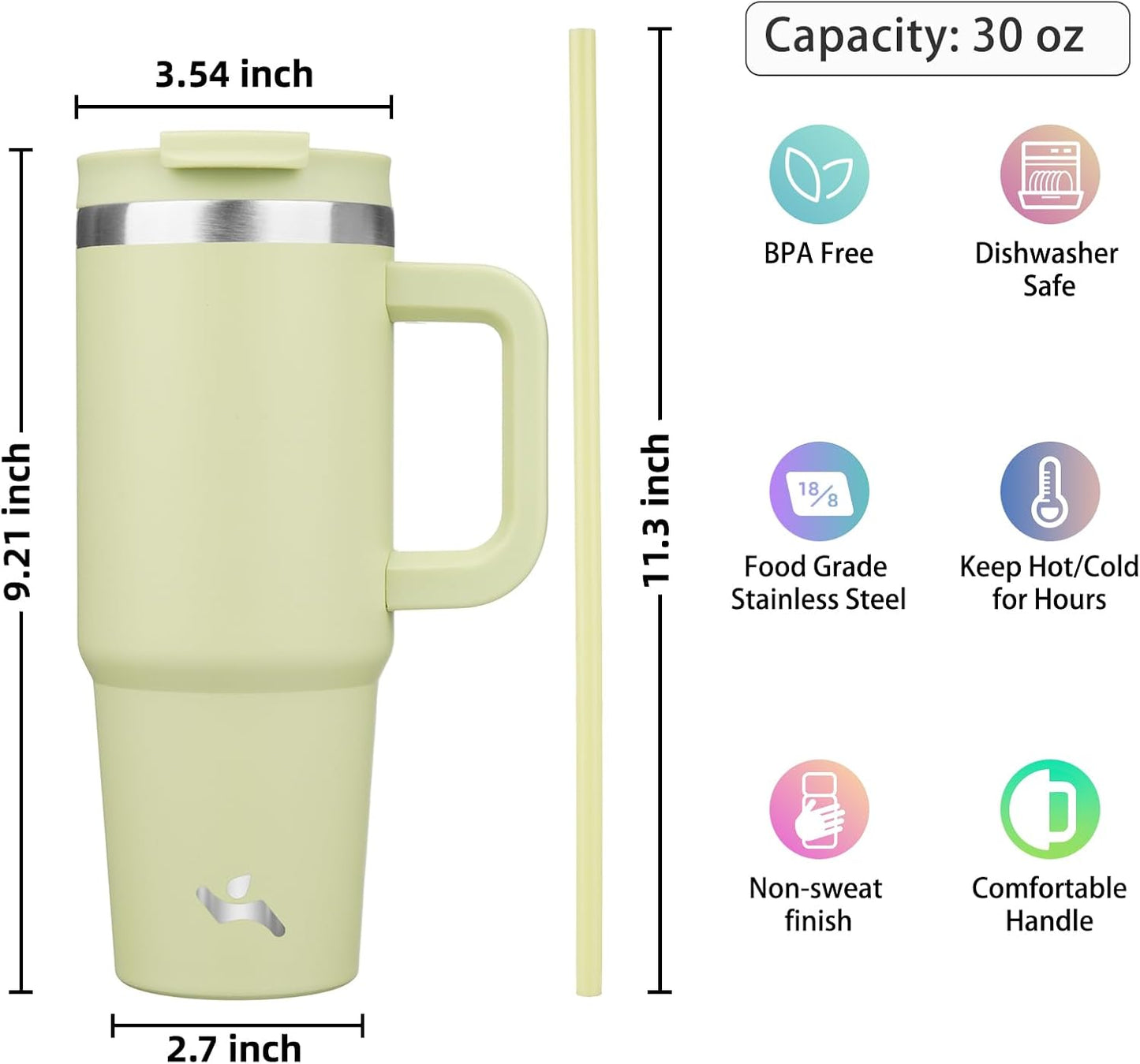 40 oz Insulated Tumbler Water Bottle with Handle, Straw Lid | BPA-free and dishwasher safe; made for gym, travel, coffee and gifting, 2 straws, cup holder friendly,Indigo Black