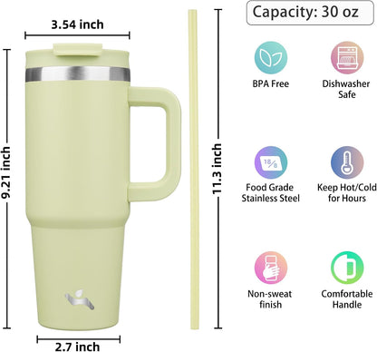 40 oz Insulated Tumbler Water Bottle with Handle, Straw Lid | BPA-free and dishwasher safe; made for gym, travel, coffee and gifting, 2 straws, cup holder friendly,Indigo Black