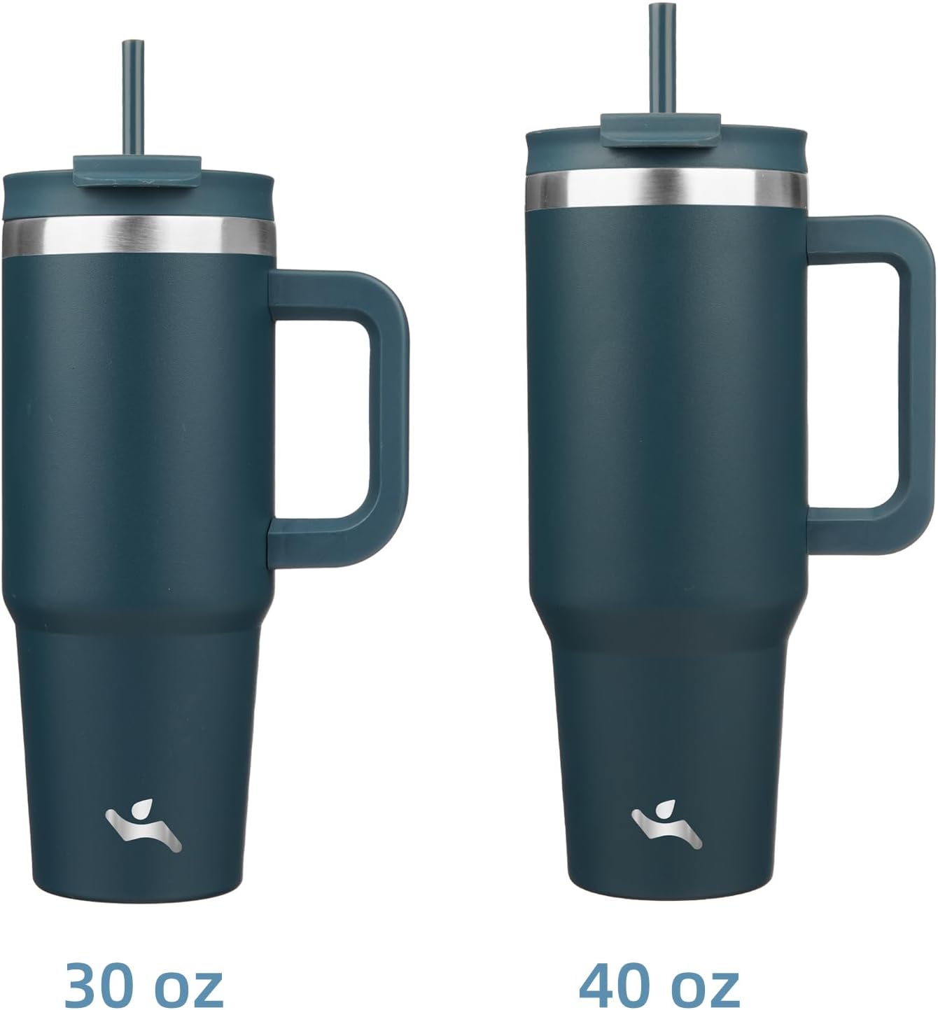 40 oz Insulated Tumbler Water Bottle with Handle, Straw Lid | BPA-free and dishwasher safe; made for gym, travel, coffee and gifting, 2 straws, cup holder friendly,Indigo Black