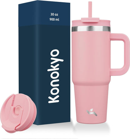 40 oz Insulated Tumbler Water Bottle with Handle, Straw Lid | BPA-free and dishwasher safe; made for gym, travel, coffee and gifting, 2 straws, cup holder friendly,Indigo Black