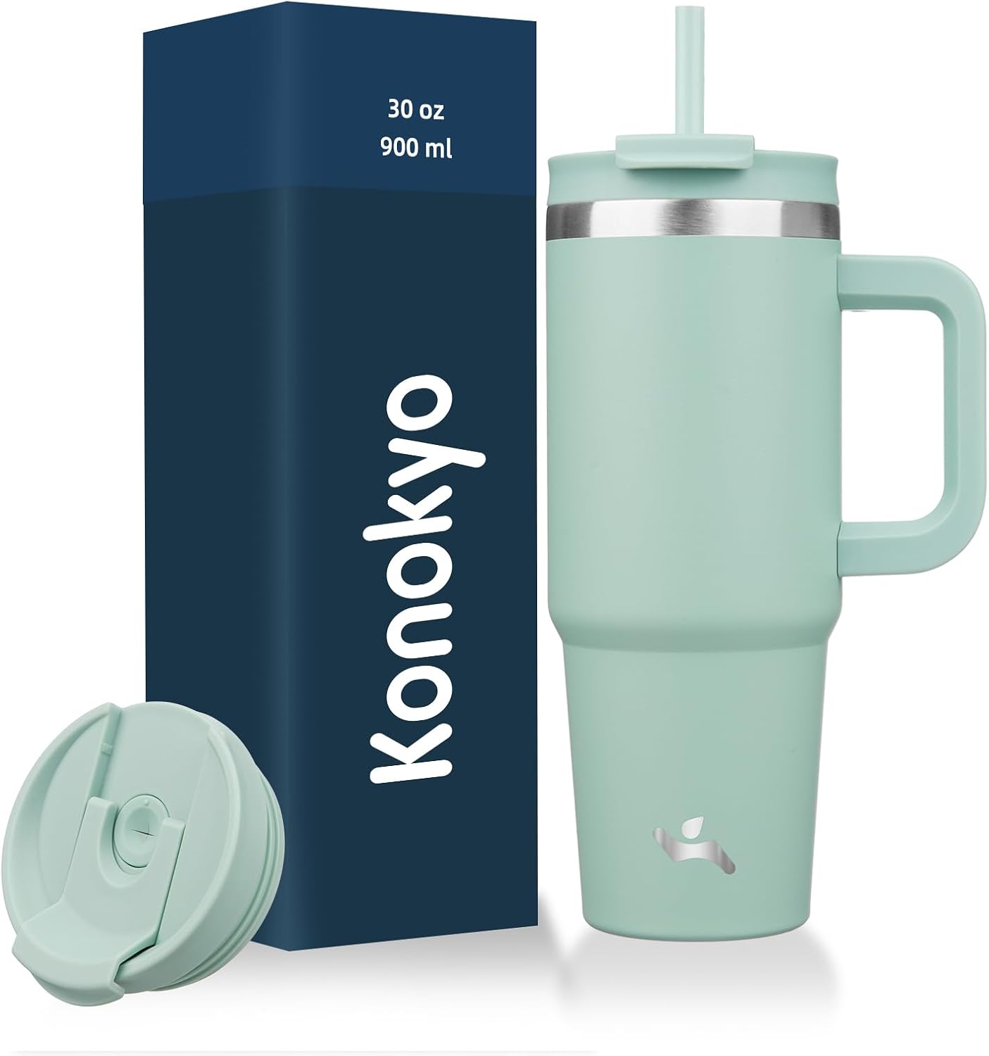 40 oz Insulated Tumbler Water Bottle with Handle, Straw Lid | BPA-free and dishwasher safe; made for gym, travel, coffee and gifting, 2 straws, cup holder friendly,Indigo Black
