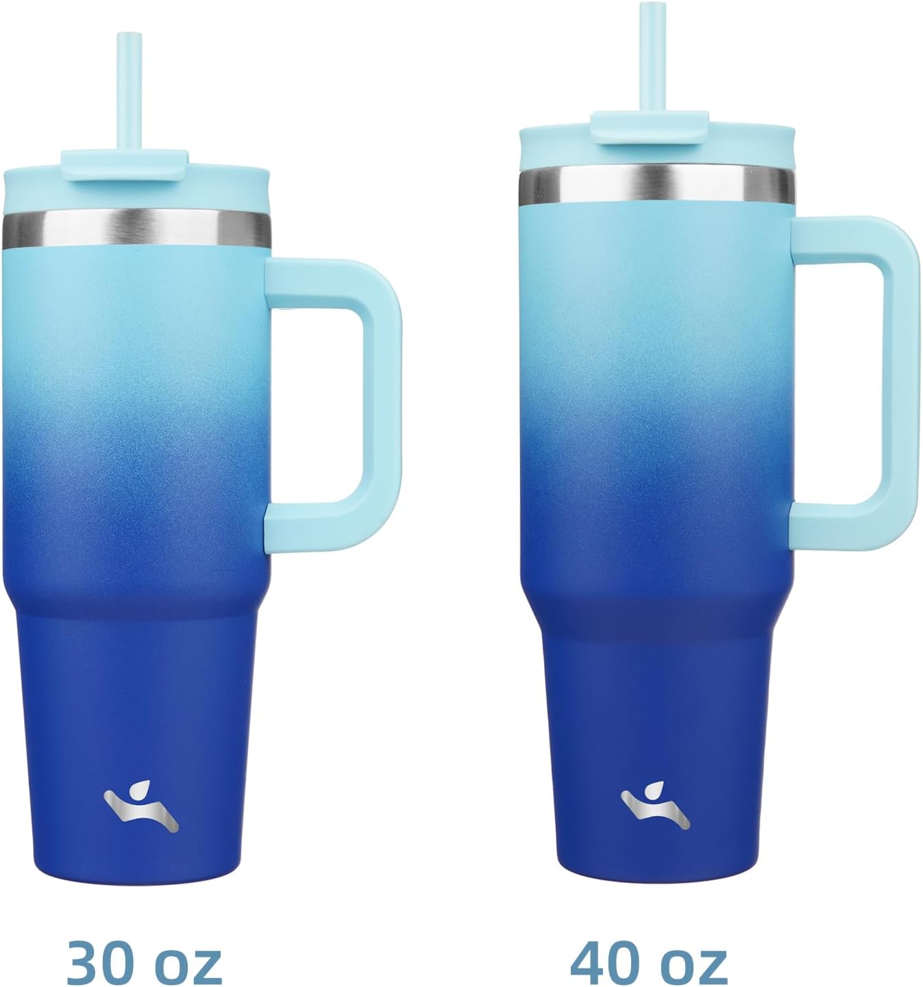 40 oz Insulated Tumbler Water Bottle with Handle, Straw Lid | BPA-free and dishwasher safe; made for gym, travel, coffee and gifting, 2 straws, cup holder friendly,Indigo Black