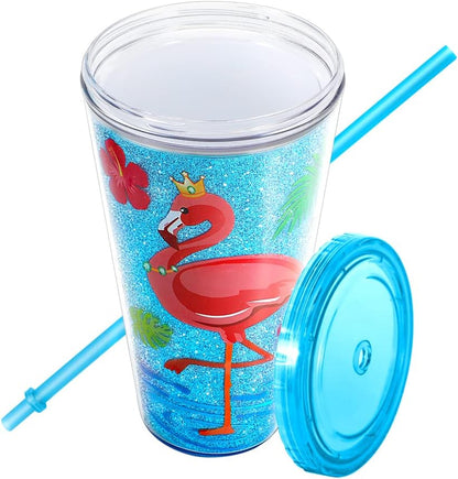 22oz Cute Glitter Tumbler Cups with Lid and Straw, Colorful | Double Wall Insulated Acrylic Cup