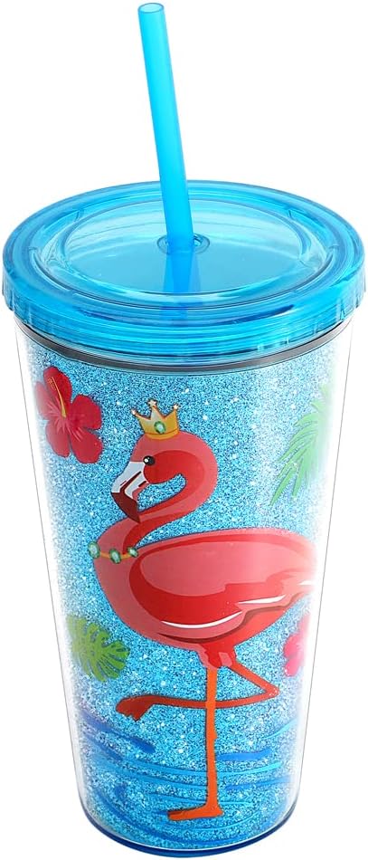 22oz Cute Glitter Tumbler Cups with Lid and Straw, Colorful | Double Wall Insulated Acrylic Cup