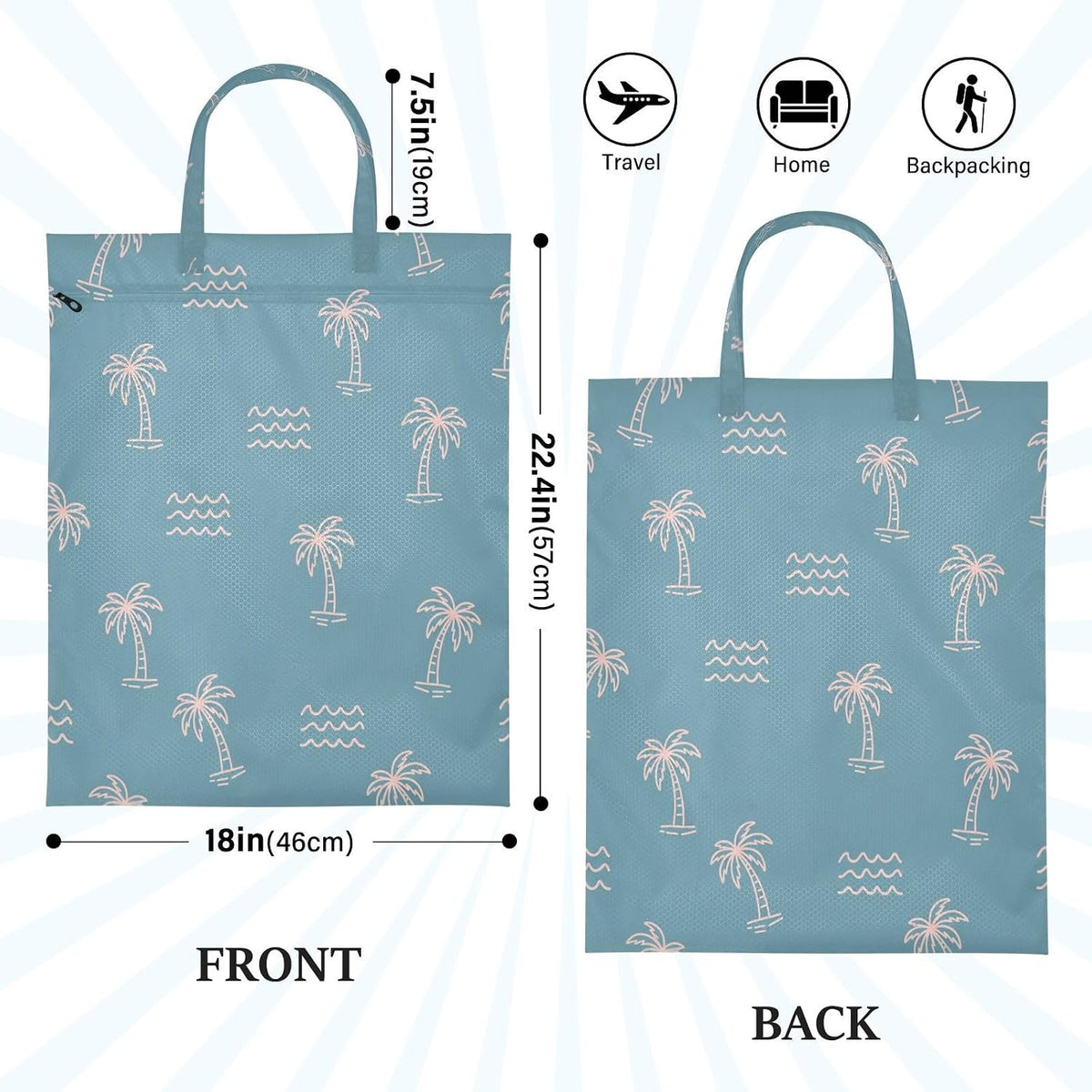 Palm Wave Waterproof Travel Laundry Bag Washable Pack of 2