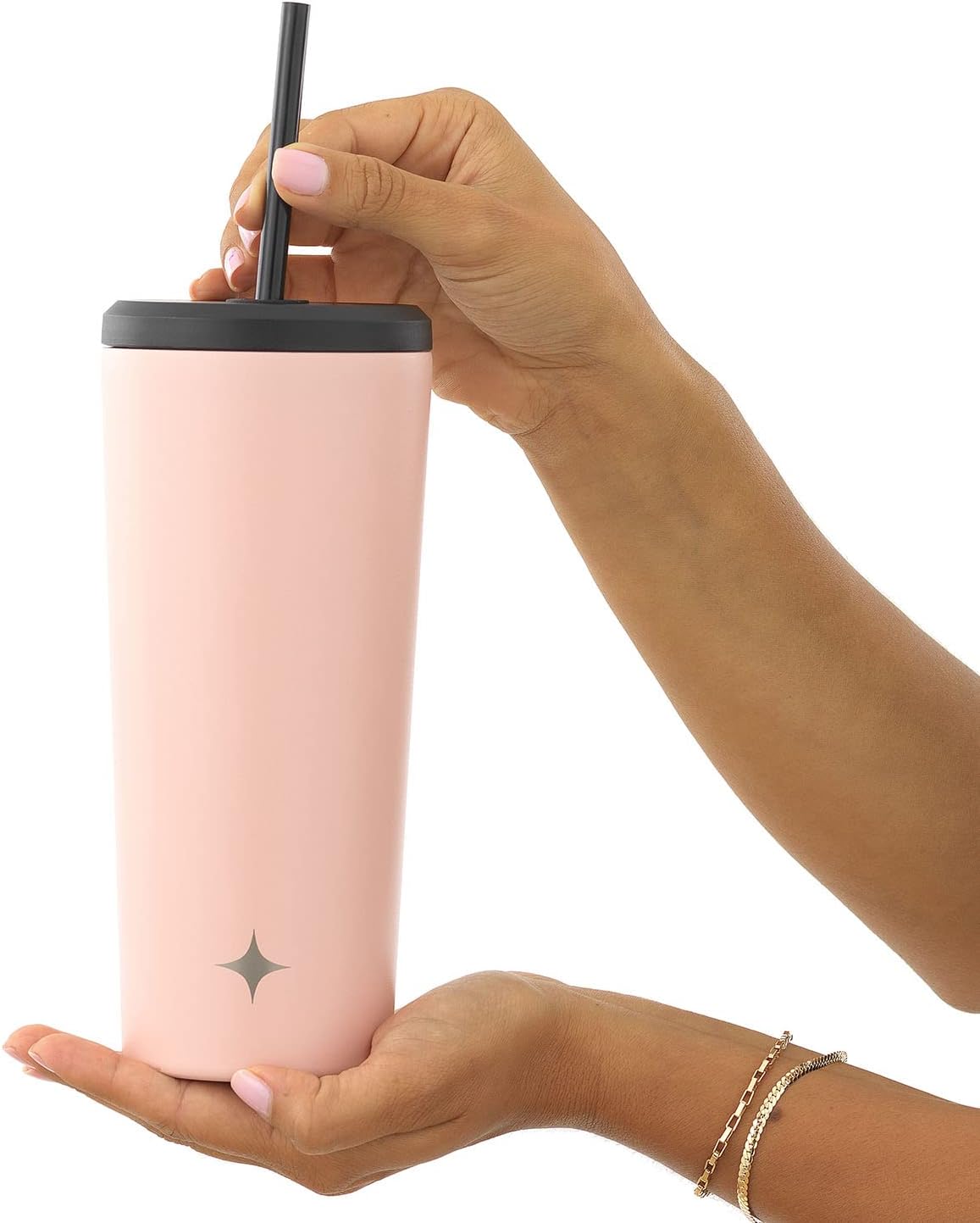 Triple Insulated 20oz Tumbler with Lid and Straw (2 Each) Vacuum Double Wall Stainless Steel Tumbler, Copper Lined for 12Hr Hold/Cold Drinks. Leakproof Water Bottle, Tea or Iced Coffee Cup