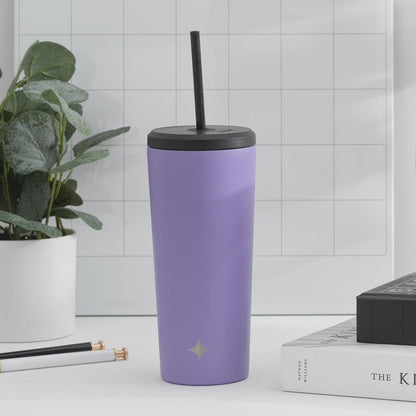 Triple Insulated 20oz Tumbler with Lid and Straw (2 Each) Vacuum Double Wall Stainless Steel Tumbler, Copper Lined for 12Hr Hold/Cold Drinks. Leakproof Water Bottle, Tea or Iced Coffee Cup