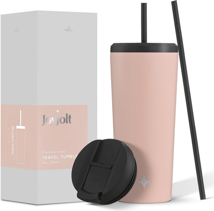 Triple Insulated 20oz Tumbler with Lid and Straw (2 Each) Vacuum Double Wall Stainless Steel Tumbler, Copper Lined for 12Hr Hold/Cold Drinks. Leakproof Water Bottle, Tea or Iced Coffee Cup