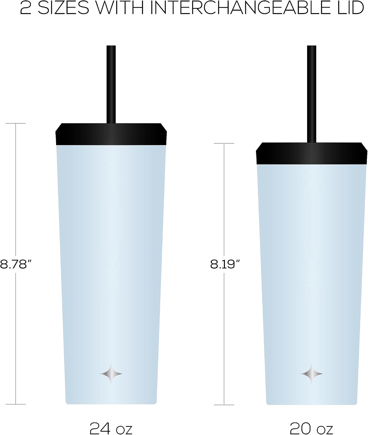 Triple Insulated 20oz Tumbler with Lid and Straw (2 Each) Vacuum Double Wall Stainless Steel Tumbler, Copper Lined for 12Hr Hold/Cold Drinks. Leakproof Water Bottle, Tea or Iced Coffee Cup