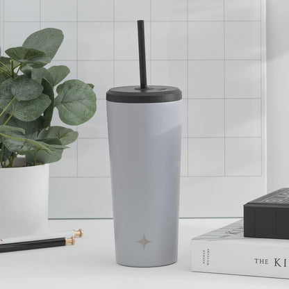 Triple Insulated 20oz Tumbler with Lid and Straw (2 Each) Vacuum Double Wall Stainless Steel Tumbler, Copper Lined for 12Hr Hold/Cold Drinks. Leakproof Water Bottle, Tea or Iced Coffee Cup