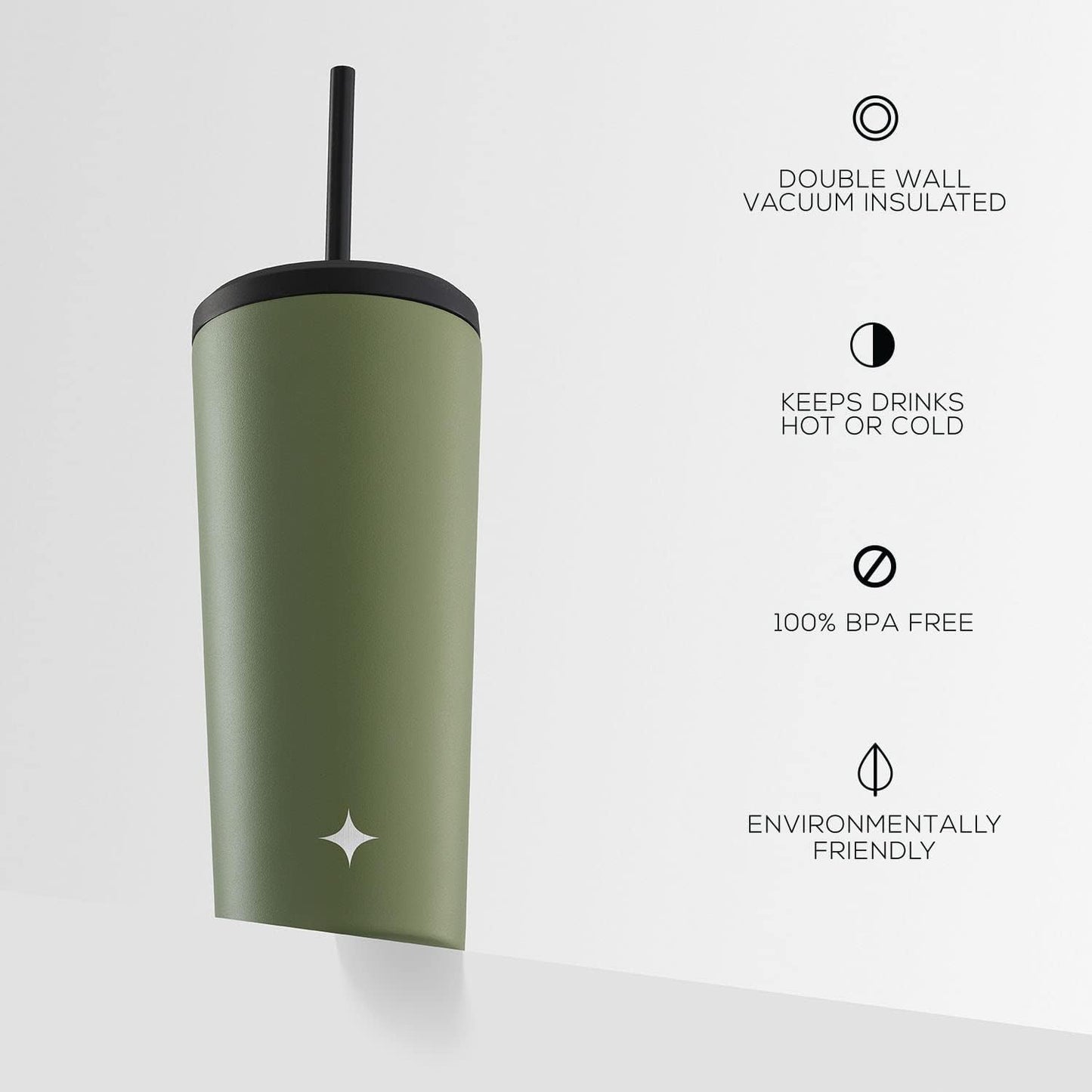 Triple Insulated 20oz Tumbler with Lid and Straw (2 Each) Vacuum Double Wall Stainless Steel Tumbler, Copper Lined for 12Hr Hold/Cold Drinks. Leakproof Water Bottle, Tea or Iced Coffee Cup
