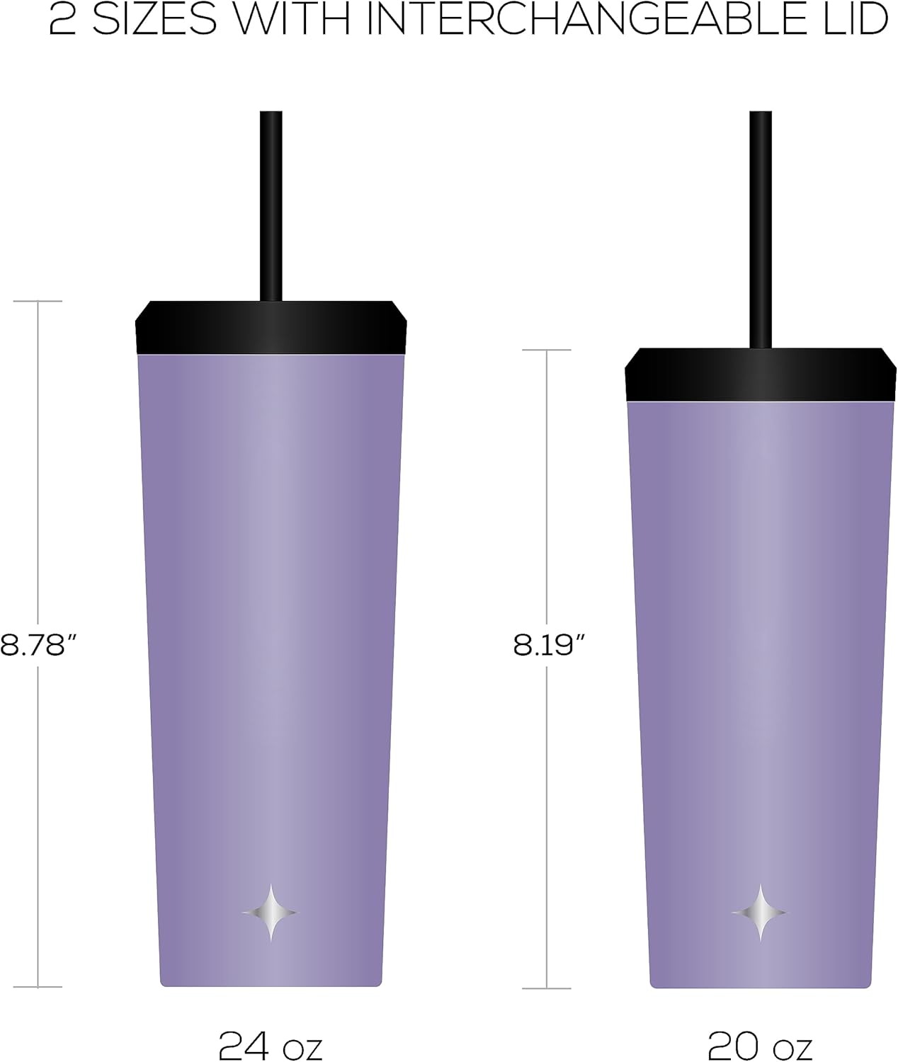 Triple Insulated 20oz Tumbler with Lid and Straw (2 Each) Vacuum Double Wall Stainless Steel Tumbler, Copper Lined for 12Hr Hold/Cold Drinks. Leakproof Water Bottle, Tea or Iced Coffee Cup