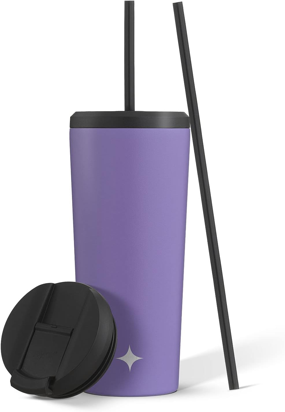 Triple Insulated 20oz Tumbler with Lid and Straw (2 Each) Vacuum Double Wall Stainless Steel Tumbler, Copper Lined for 12Hr Hold/Cold Drinks. Leakproof Water Bottle, Tea or Iced Coffee Cup