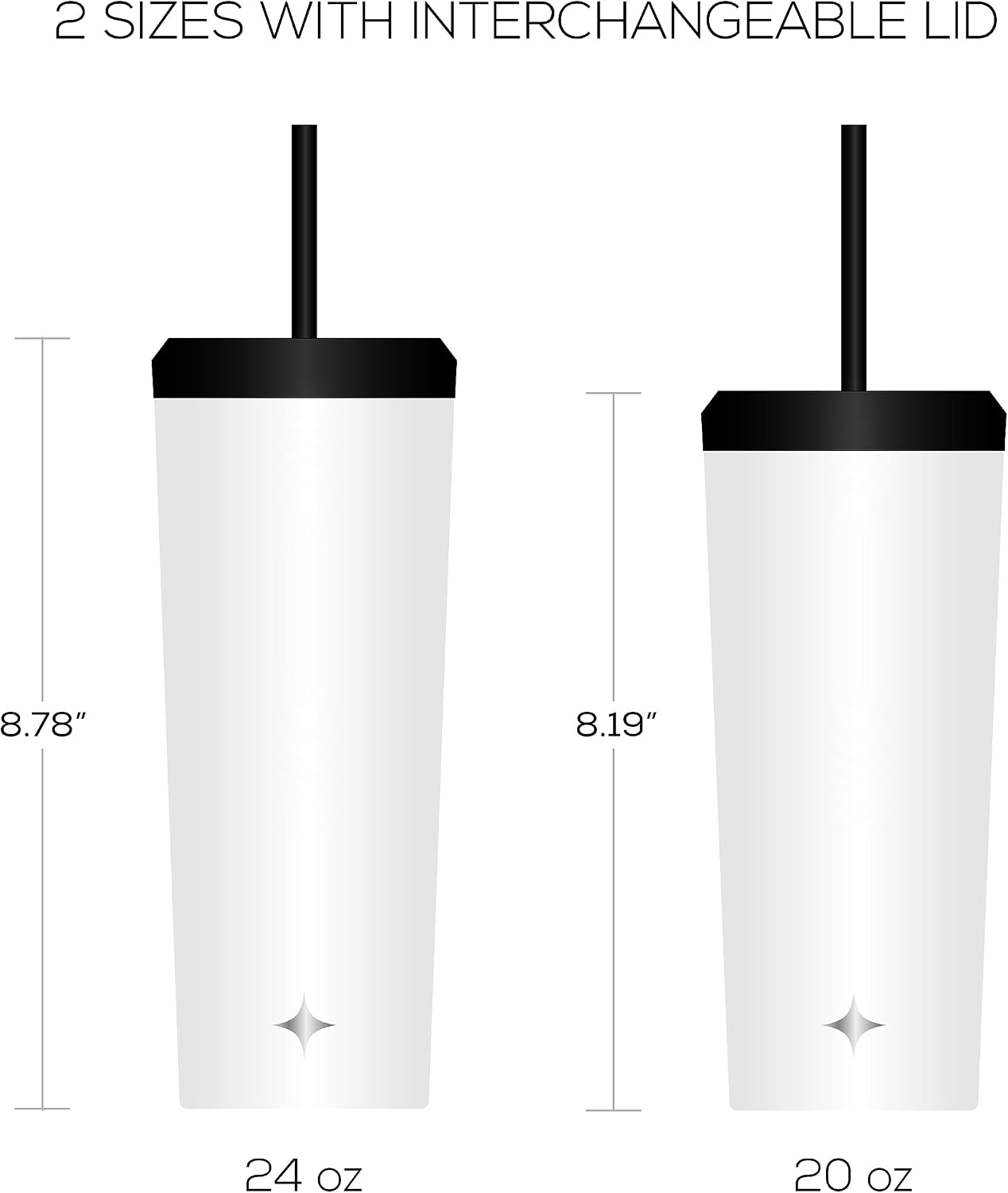 Triple Insulated 20oz Tumbler with Lid and Straw (2 Each) Vacuum Double Wall Stainless Steel Tumbler, Copper Lined for 12Hr Hold/Cold Drinks. Leakproof Water Bottle, Tea or Iced Coffee Cup