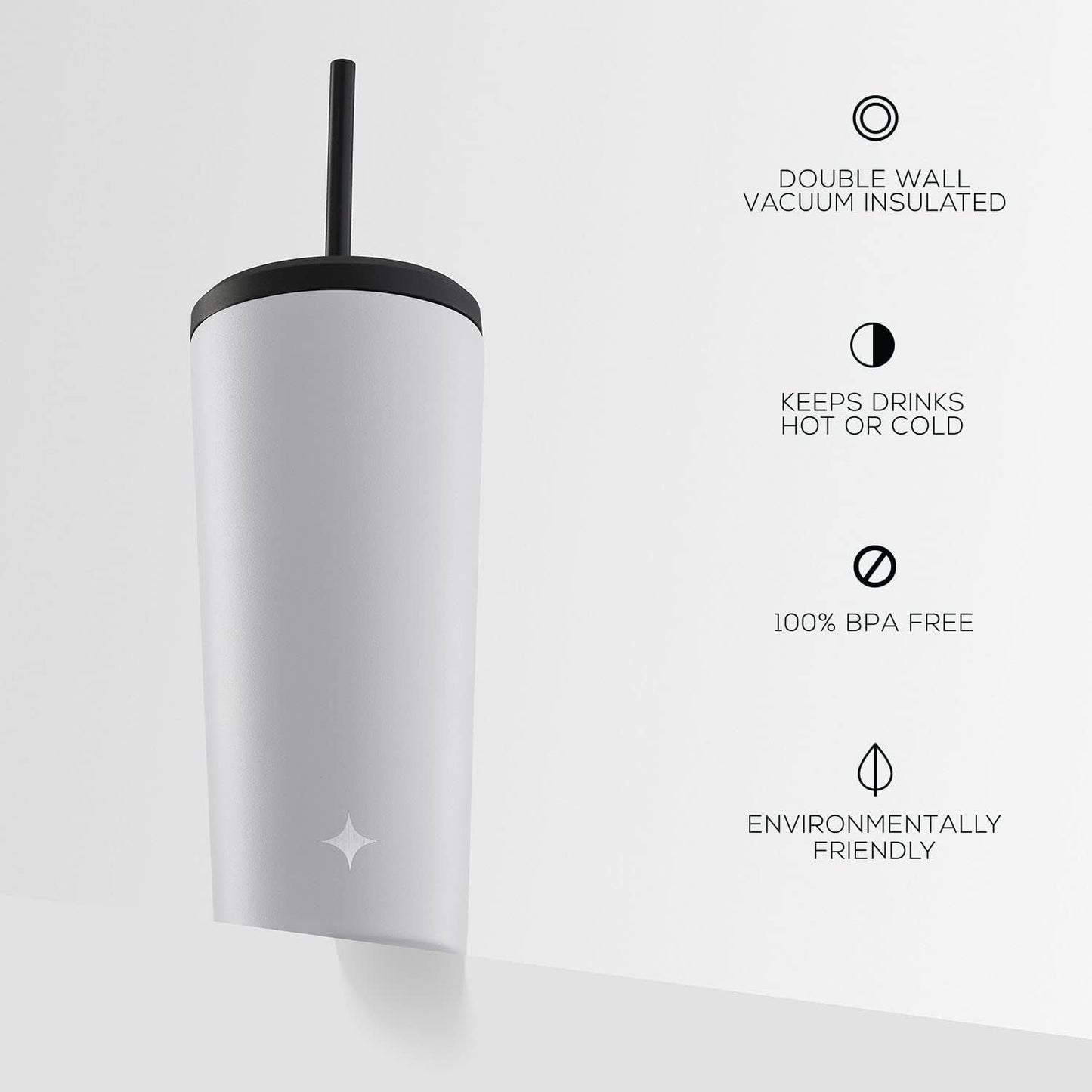 Triple Insulated 20oz Tumbler with Lid and Straw (2 Each) Vacuum Double Wall Stainless Steel Tumbler, Copper Lined for 12Hr Hold/Cold Drinks. Leakproof Water Bottle, Tea or Iced Coffee Cup
