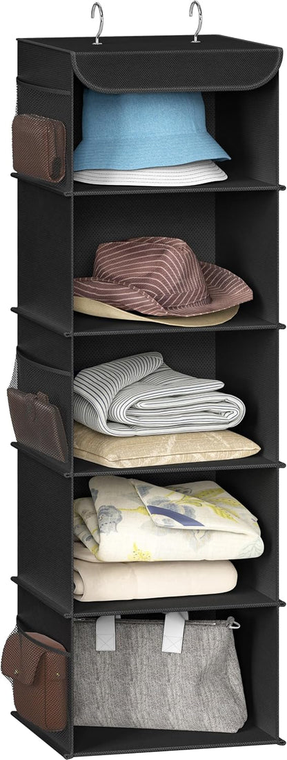 5 Shelf Hanging Closet Organizer, Gray