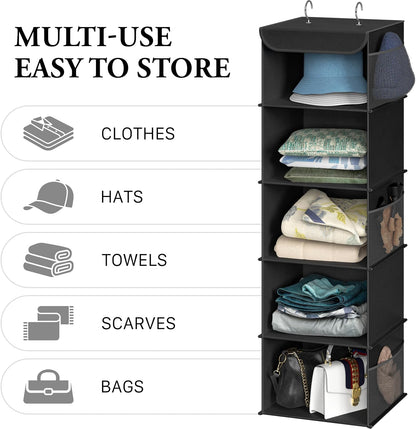 5 Shelf Hanging Closet Organizer, Gray