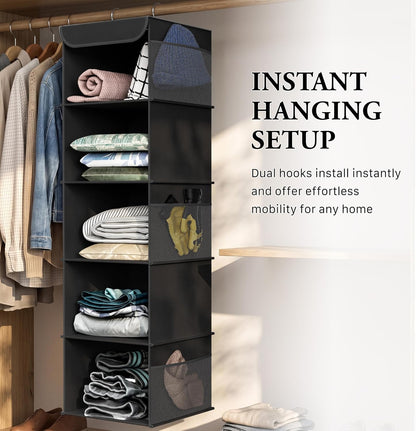 5 Shelf Hanging Closet Organizer, Gray