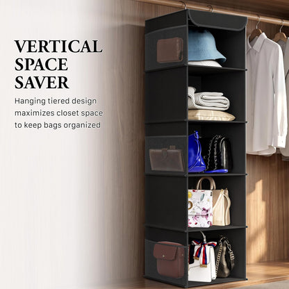 5 Shelf Hanging Closet Organizer, Gray