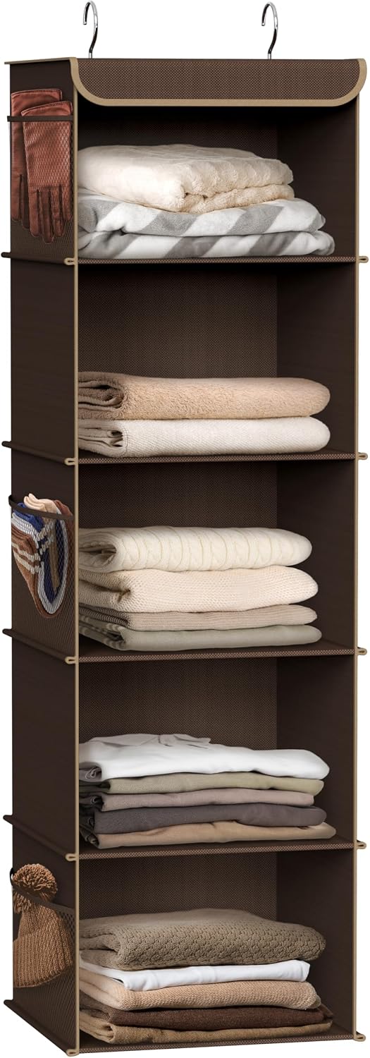 5 Shelf Hanging Closet Organizer, Gray