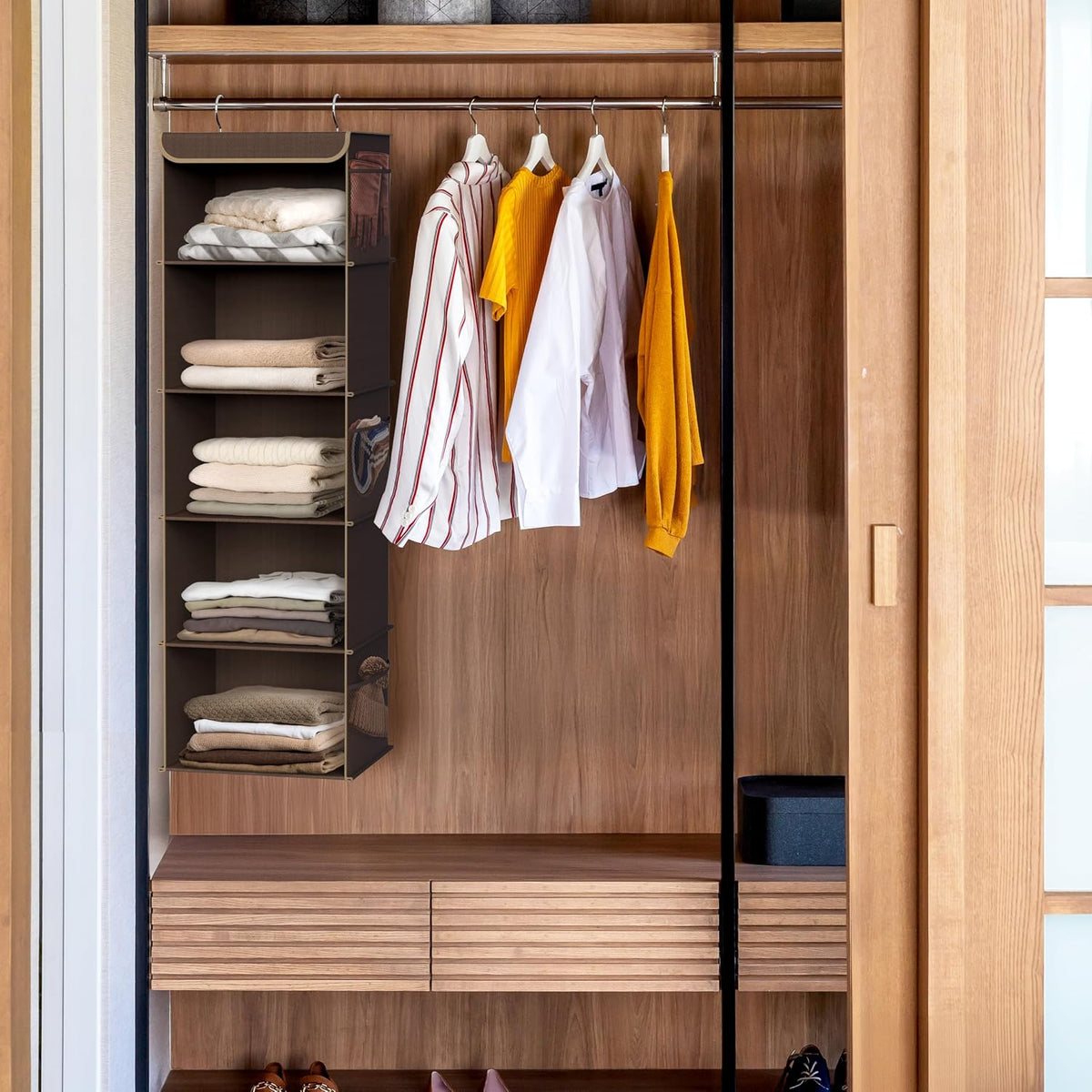 5 Shelf Hanging Closet Organizer, Gray