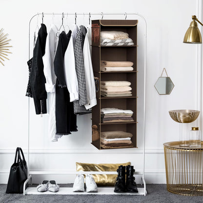 5 Shelf Hanging Closet Organizer, Gray
