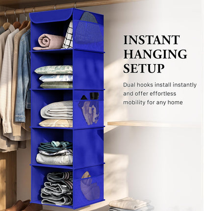 5 Shelf Hanging Closet Organizer, Gray