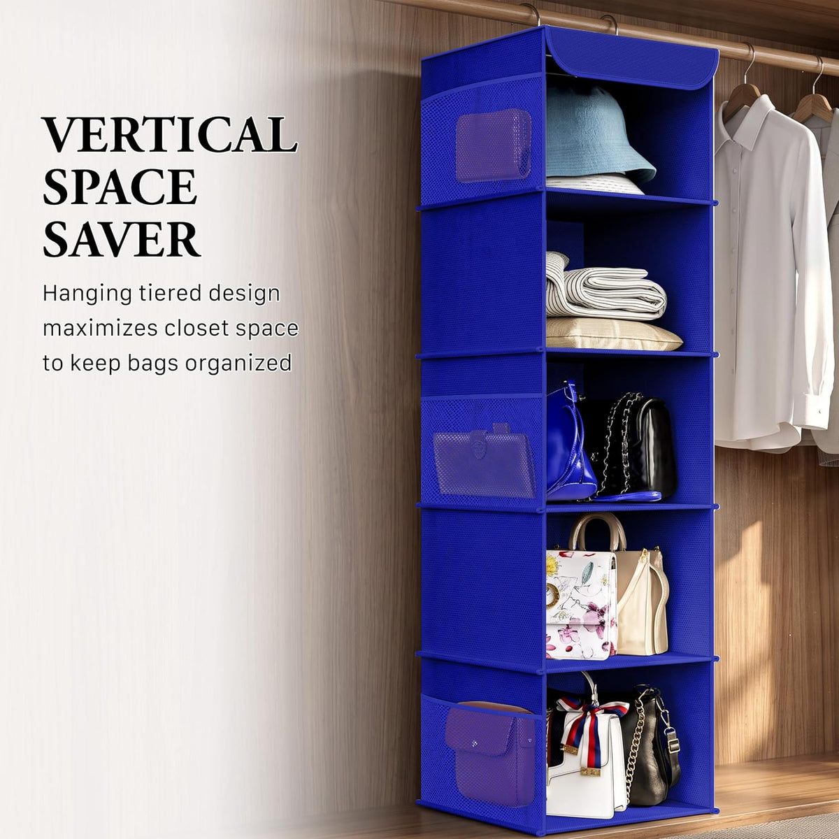 5 Shelf Hanging Closet Organizer, Gray